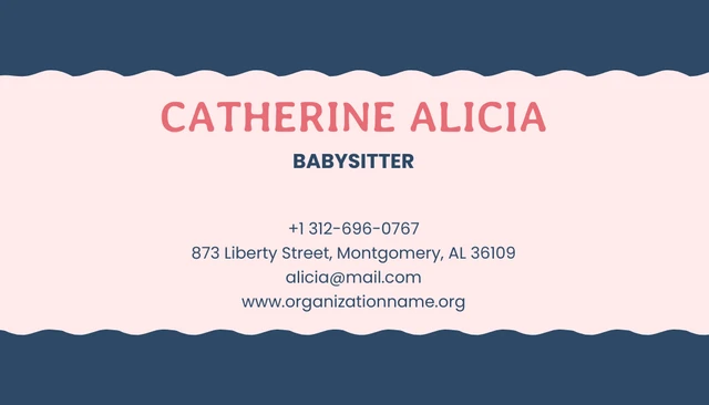 Pink And Navy Babysitting Business Card - Page 2