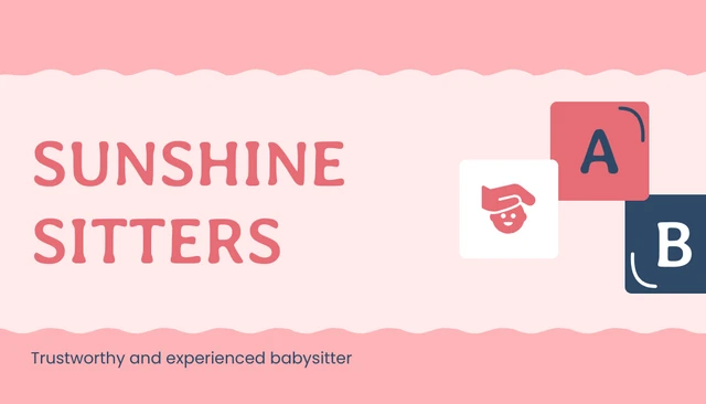 Pink And Navy Babysitting Business Card - Página 1