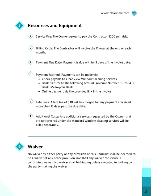 Window Cleaning Contract Template - page 3