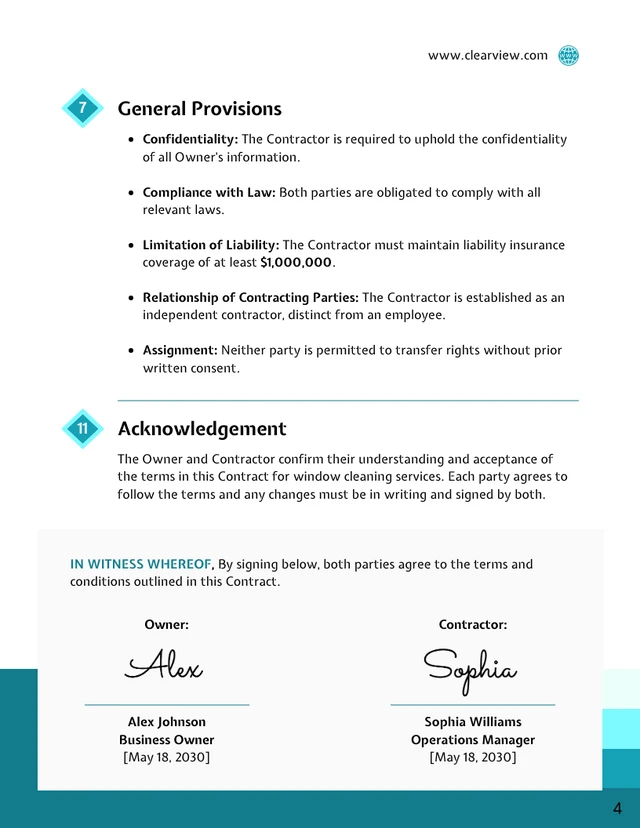 Window Cleaning Contract Template - Seite 4