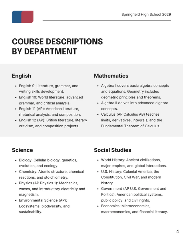 High School Course Catalog Template - Página 4