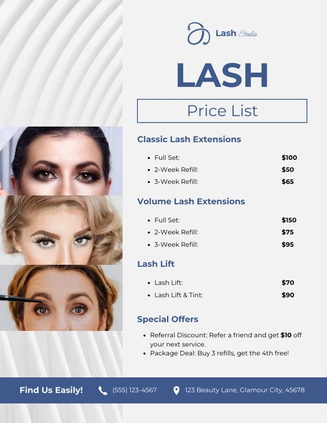 Lash Price List Template