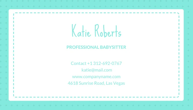 Baby Blue Teddy Bear Babysitter Business Card - Page 2