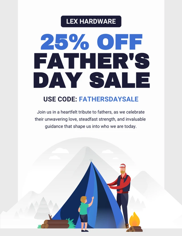 Light Grey Modern Aesthetic Illustration Happy Fathers Day Poster Template