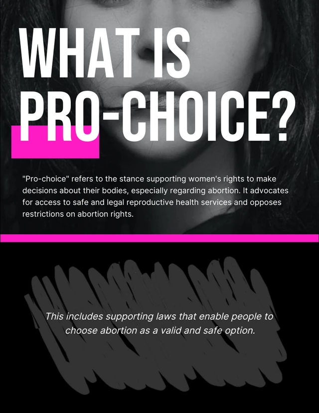 Black And Pink Simple What Is Pro-Choice Poster Template