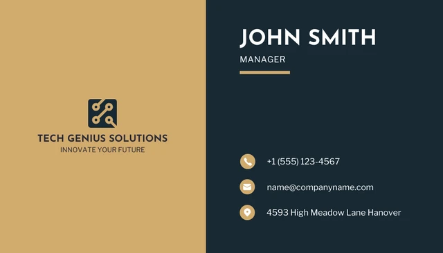 Black And Light Brown Modern Tech Solution Business Card - Page 2