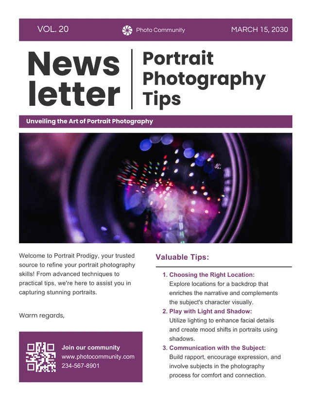 Portrait Photography Tips Newsletter Template
