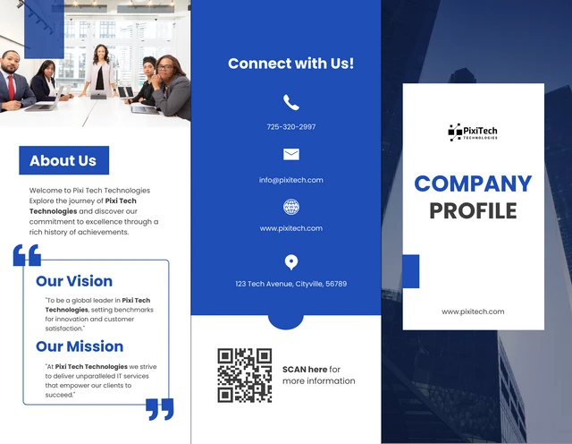 Blue Modern Company Profile Tri-fold Brochure - Page 1