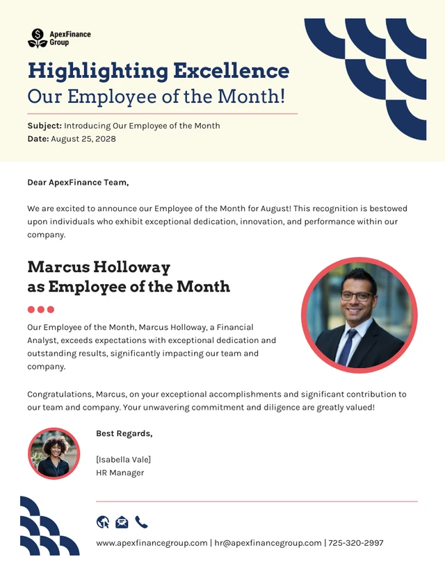 Highlighting Excellence: Employee of the Month Email Newsletter Template
