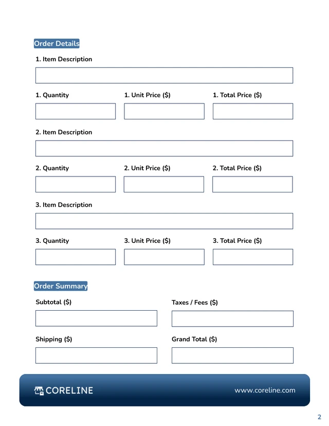 Purchase Order Form Template - Seite 2