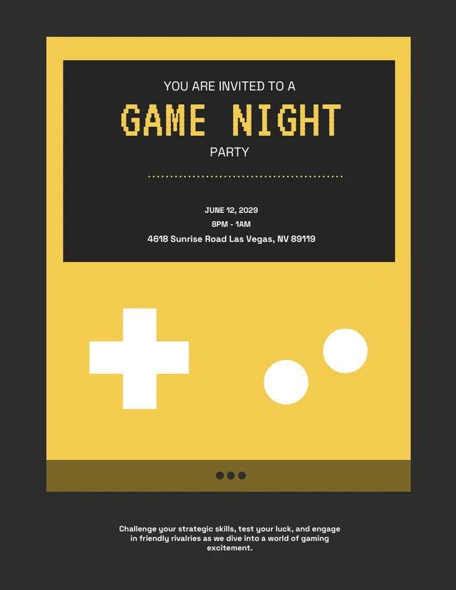 Black and Yellow Pixelated Game Night Invitation Template