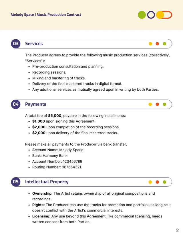 Music Production Contract Template - Page 2