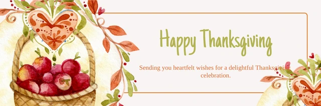 Beige Watercolor Illustration Happy Thanksgiving Banner Template