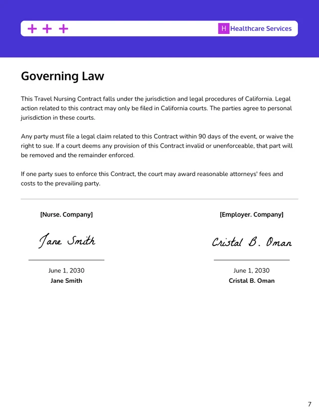 Travel Nurse Contract Template - page 7