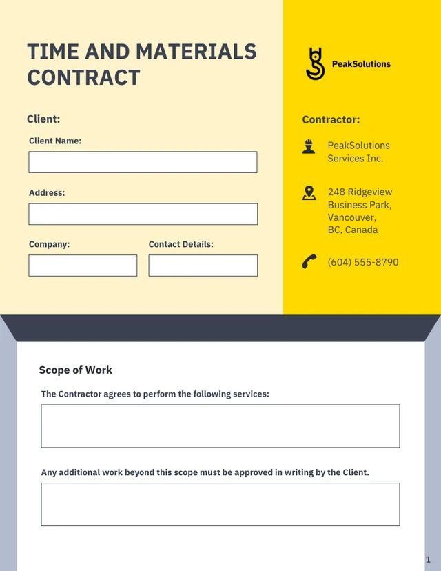 T&M Contract Template - صفحة 1