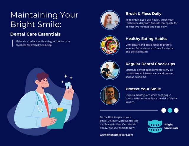 Maintaining Your Bright Smile: Dental Care Essentials Infographic Template