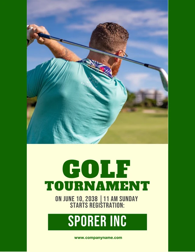 Lime And Green Simple Golf Tournament Poster Template