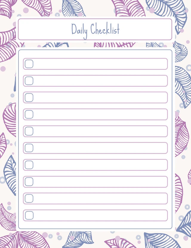 Cream Simple Abstract Daily Checklist Template