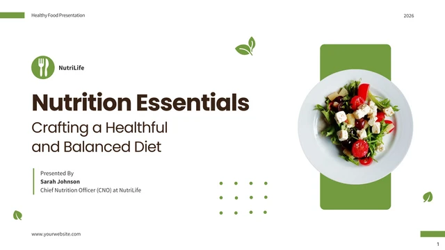 Green Minimalist Healthy Diet Food Presentation - Seite 1