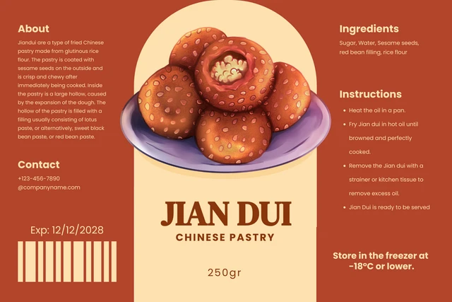 Brown And Light Yellow Simple Illustration Food Label Template