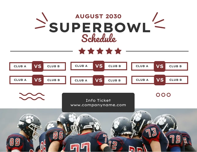 White Simple Superbowl Schedule Template