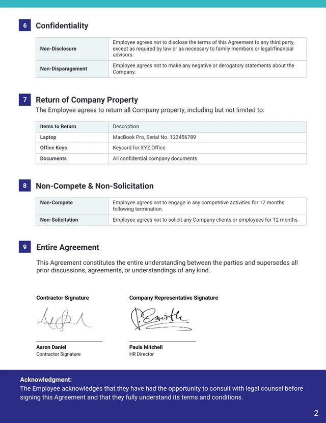 Severance Agreement HR Template - Página 2