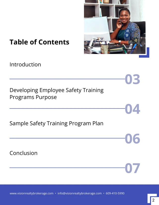 Blue and White Safety Training Handbook Template - Page 2
