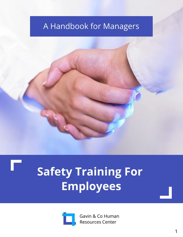 Blue and White Safety Training Handbook Template - Page 1