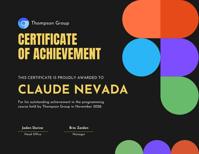 Black Geometric Achievement Certificate Template