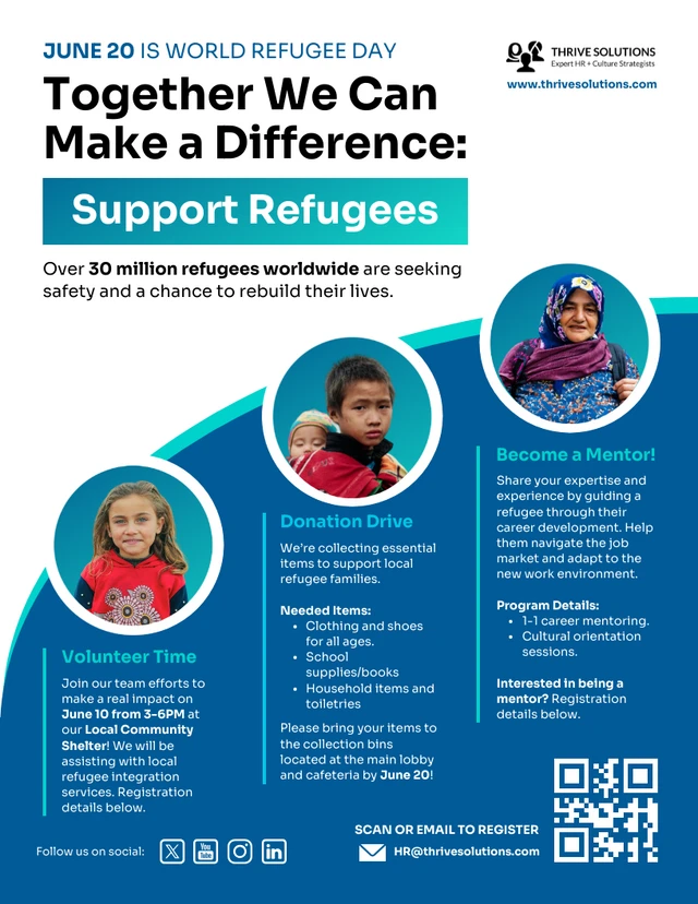Modelo de Folheto de Iniciativas da Empresa para Apoiar Refugiados