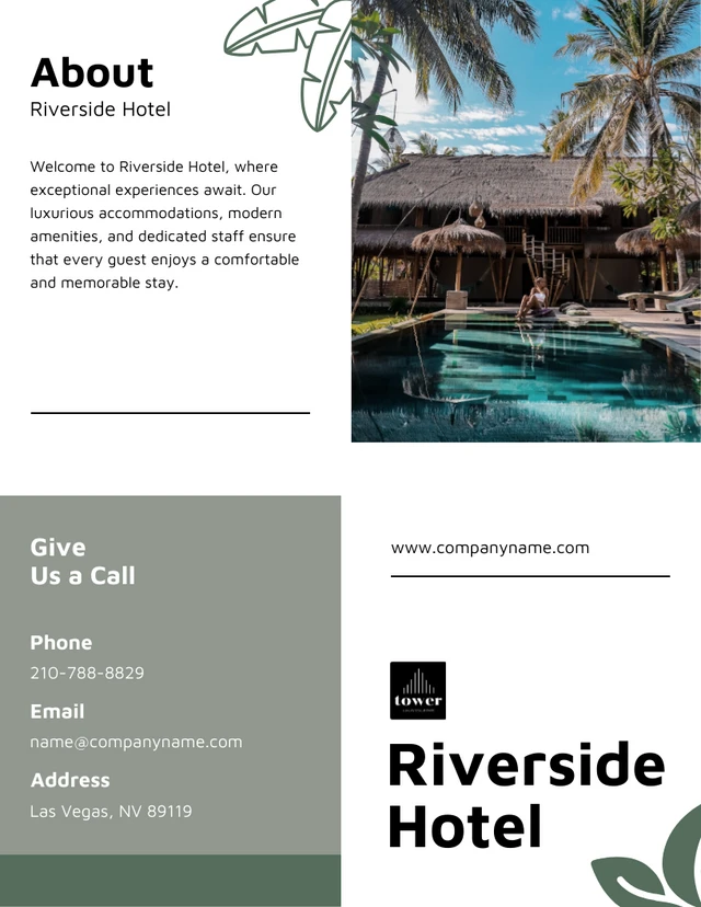 Natural Grey and Green Hotel Brochure - Page 1