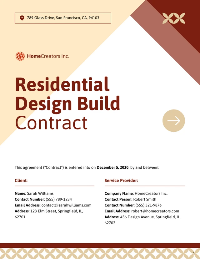 Residential Design Build Contract Template - Pagina 1