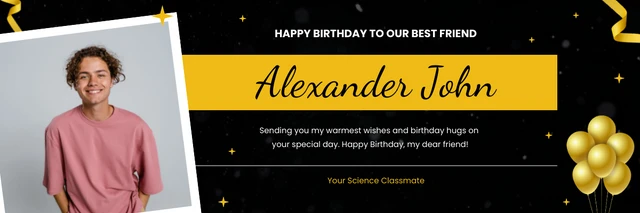 Black And Gold Birthday Greetings Banner Template