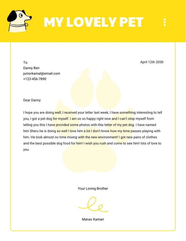 White And Yellow Cute Illustration Business Letterhead
