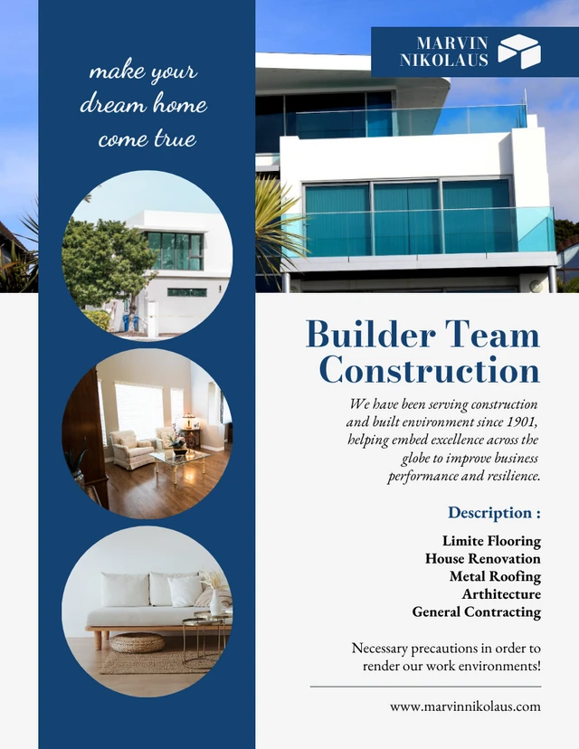 Light Grey And Blue Modern Construction Poster Template