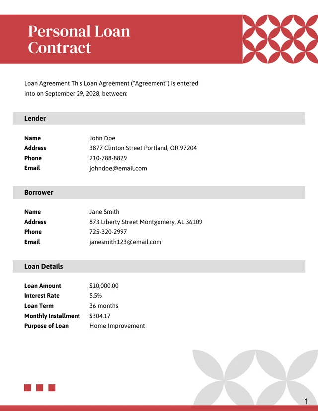 Professional Red Loan Contracts - Page 1