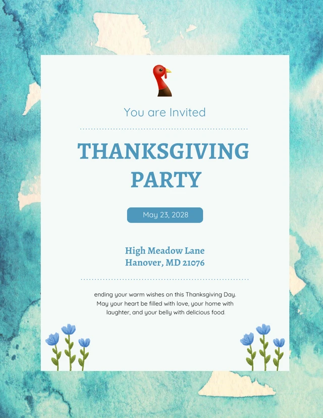 Blue Invented Thanksgiving Simple Design Template