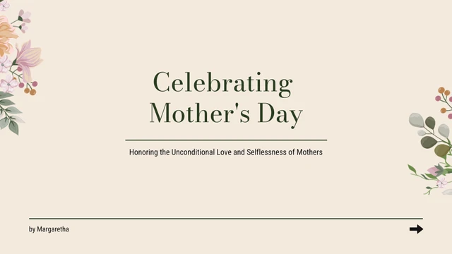 cream and green celebrate mother day presentation - Pagina 1