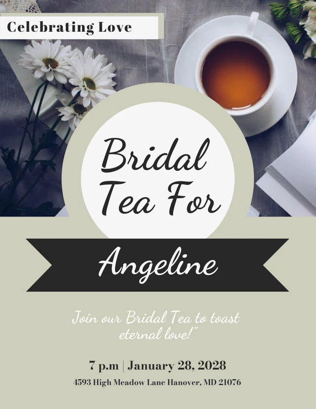 Light Green And Light Gray Bridal Tea Invitation Template