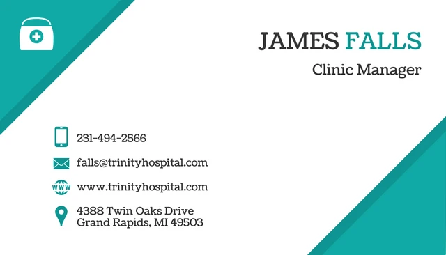 Clinic Manager Healthcare Business Card - Página 1
