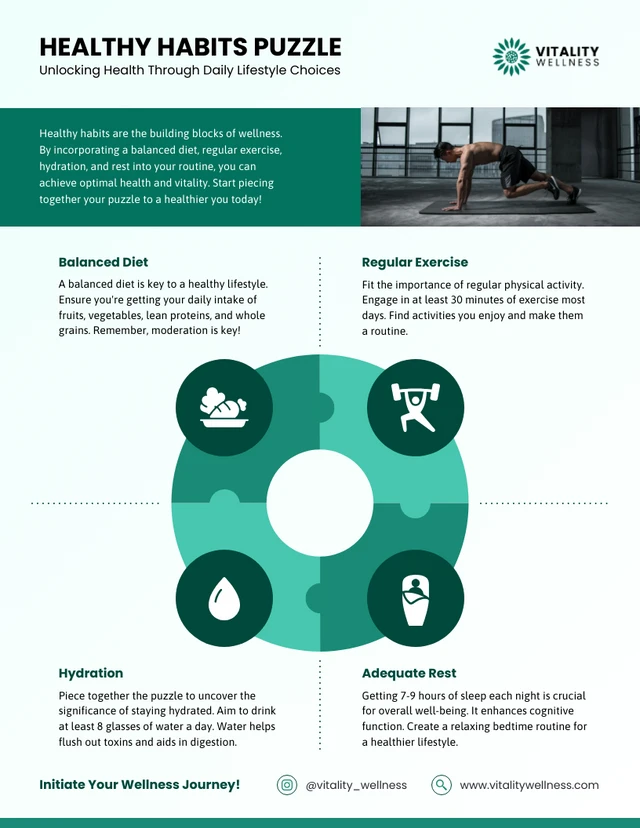 Healthy Habits Puzzle Infographic Template