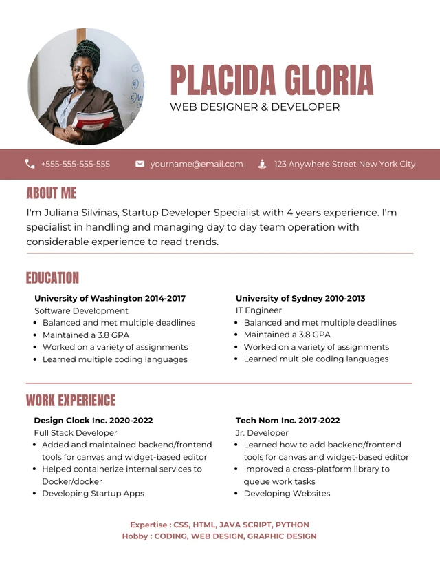 White And Brown Clean Professional IT Resume Template