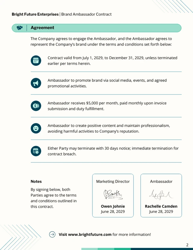 Brand Ambassador Contract Template - Seite 2