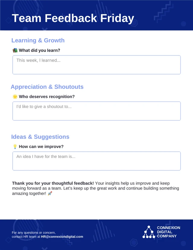 Team Feedback Friday Human Resource Form Template - Pagina 2