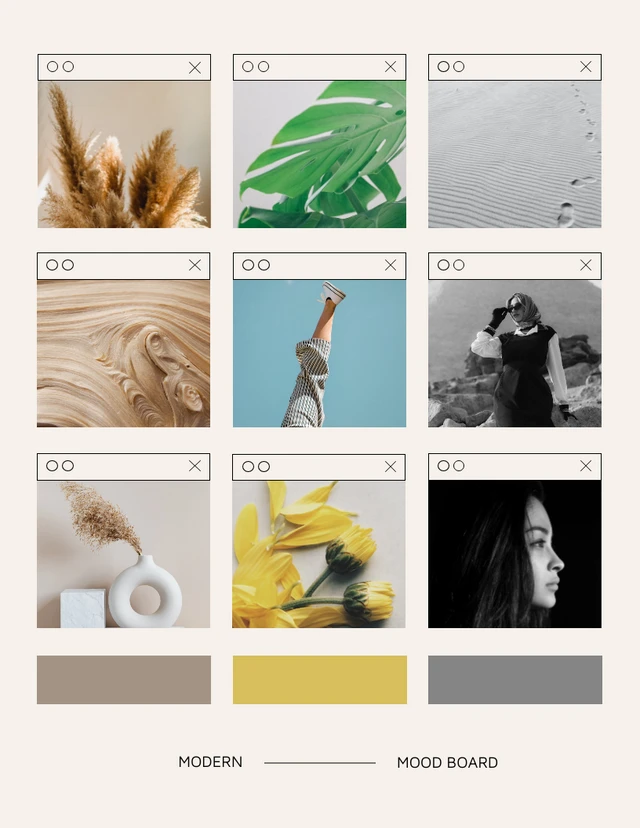 Modern Yellow and Beige Mood Boards Template