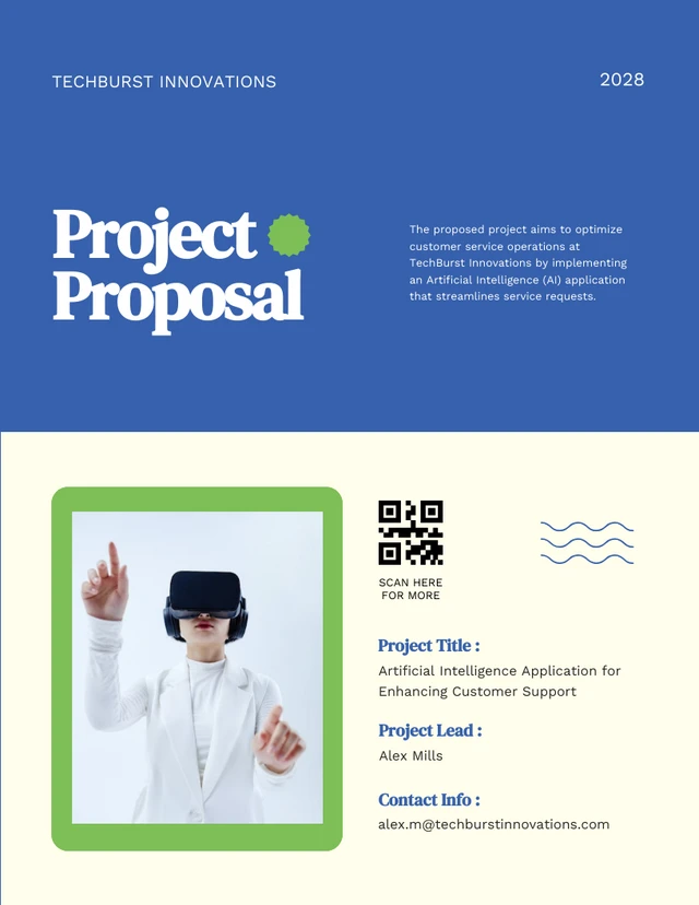 Blue And Green Simple Project Proposal - Page 1
