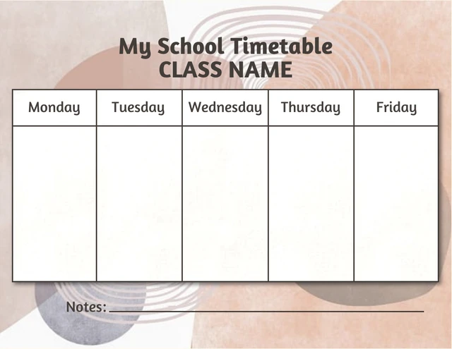 Pastel Abstract Aesthetic My School Timetable Schedule Template