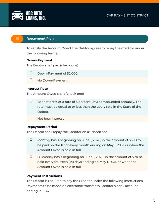 Car Payment Contract - Seite 3