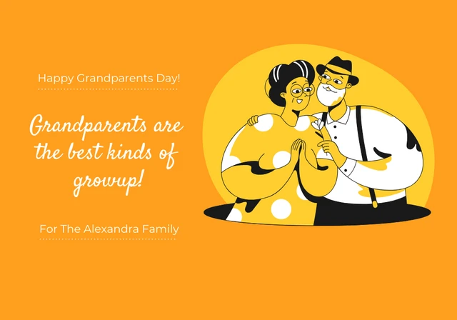 Gelbe einfache Illustration „Glücklicher Großelterntag“-Kartenvorlage