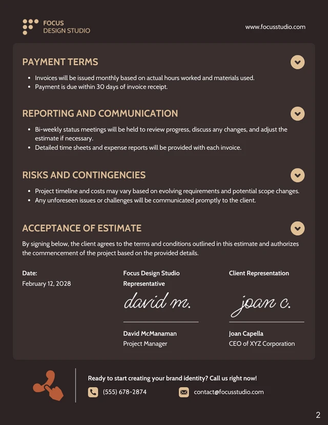 Time And Material Estimate Template - page 2